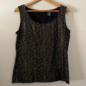Apostrophe | Women’s Black and Gold Floral Print Formal Top